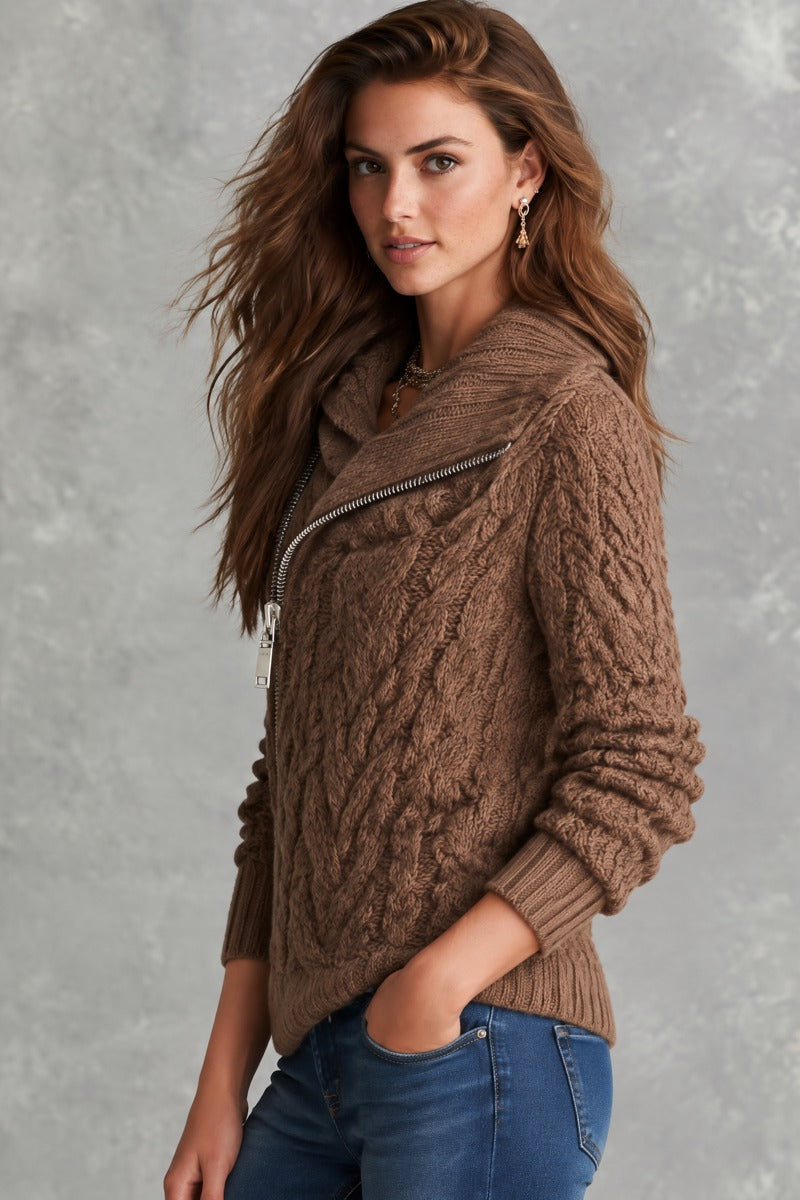 Peggy | Cowl Neck Cable Knit Sweater