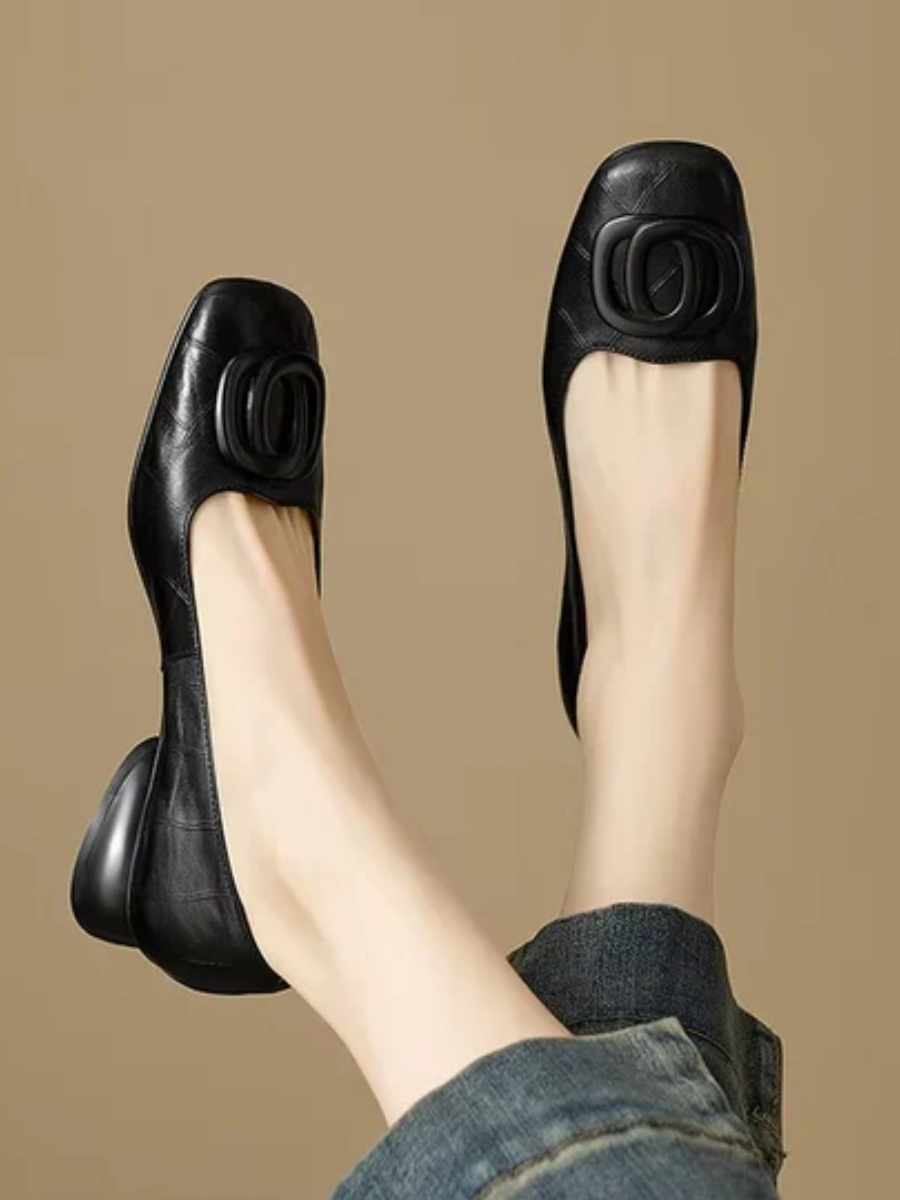 Clara | Opium Leather Flats