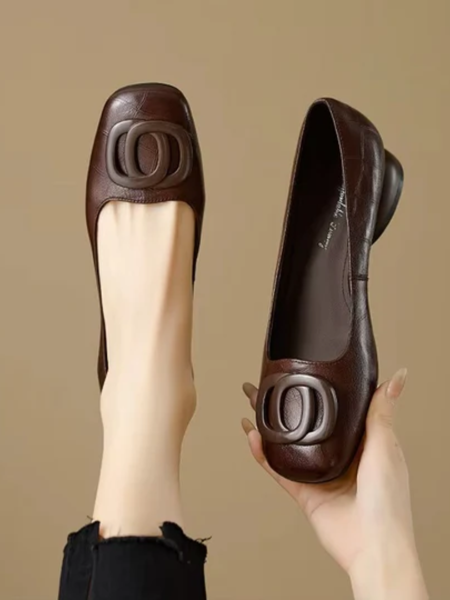 Clara | Opium Leather Flats