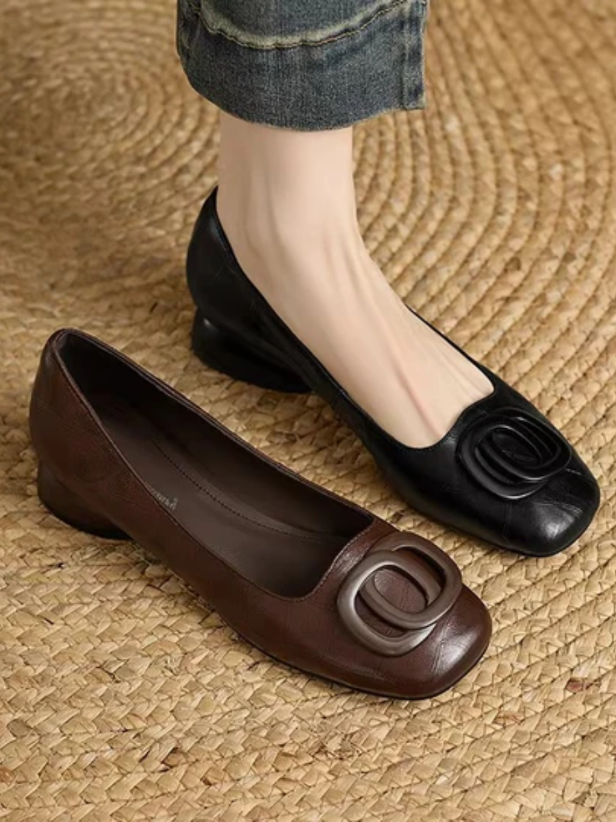 Joseline | Erin Leather Square-Toe Flats