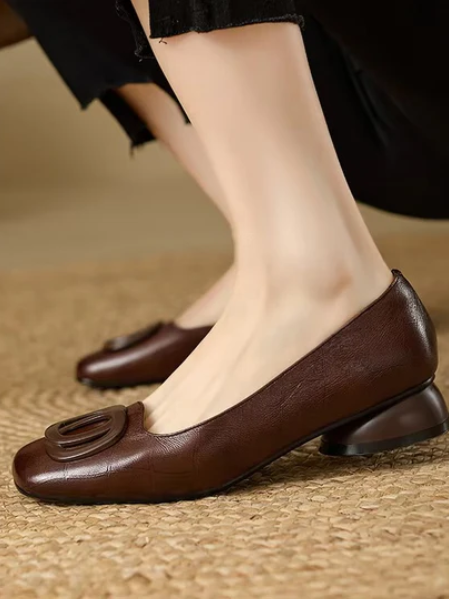 Clara | Opium Leather Flats