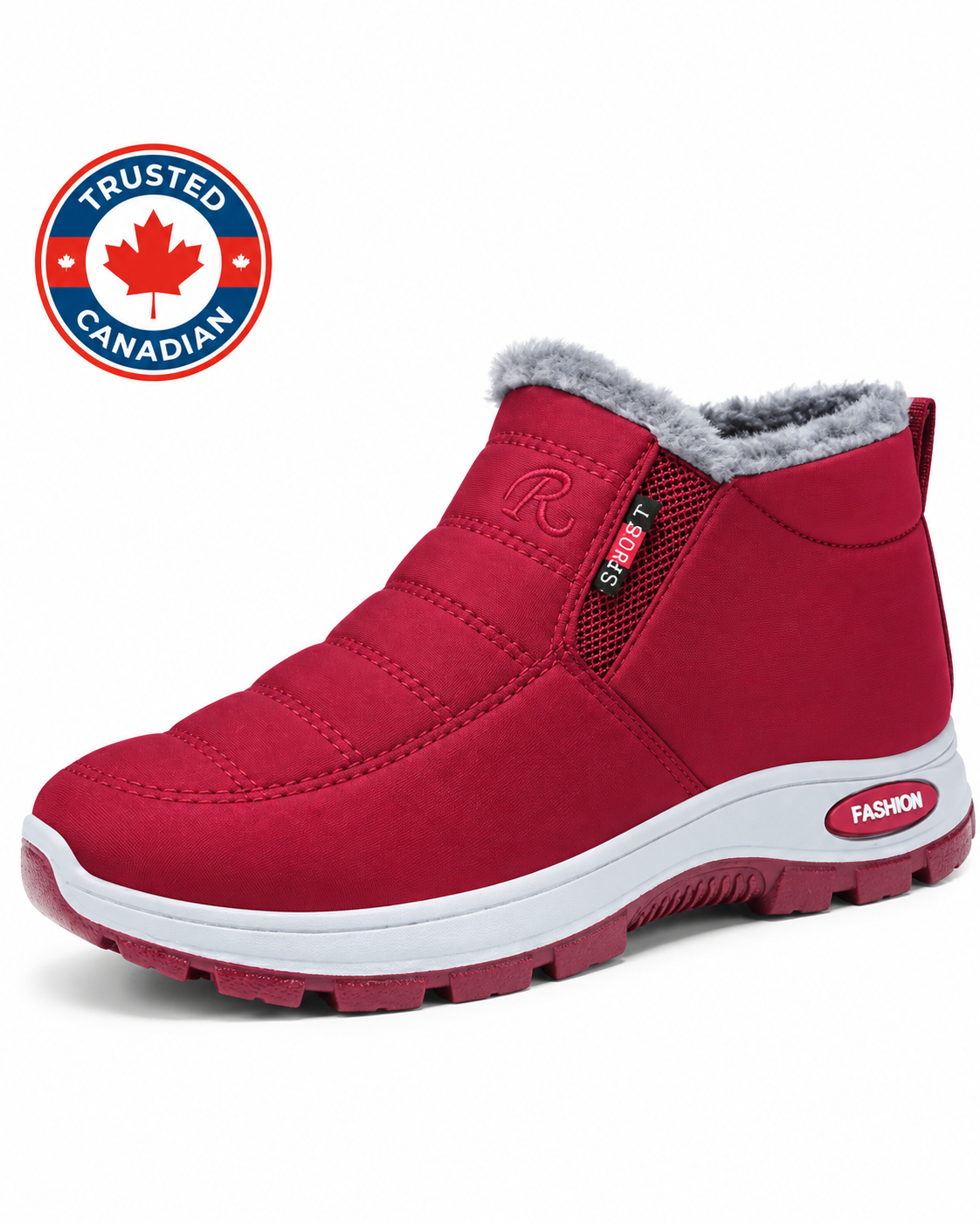 Rosalind | Women’s Quilted Slip-On Dark Red Ankle Boots