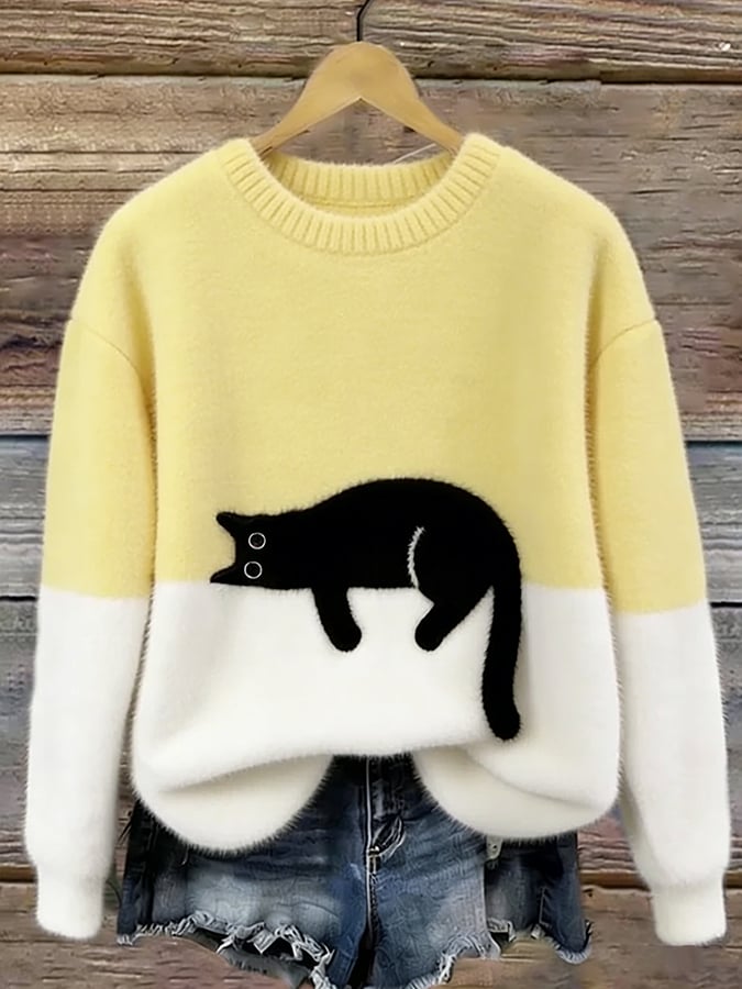 Bonnie | Cat Print Oversized Sweater