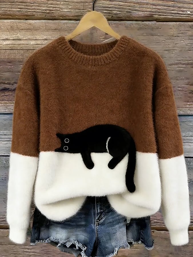 Bonnie | Cat Print Oversized Sweater
