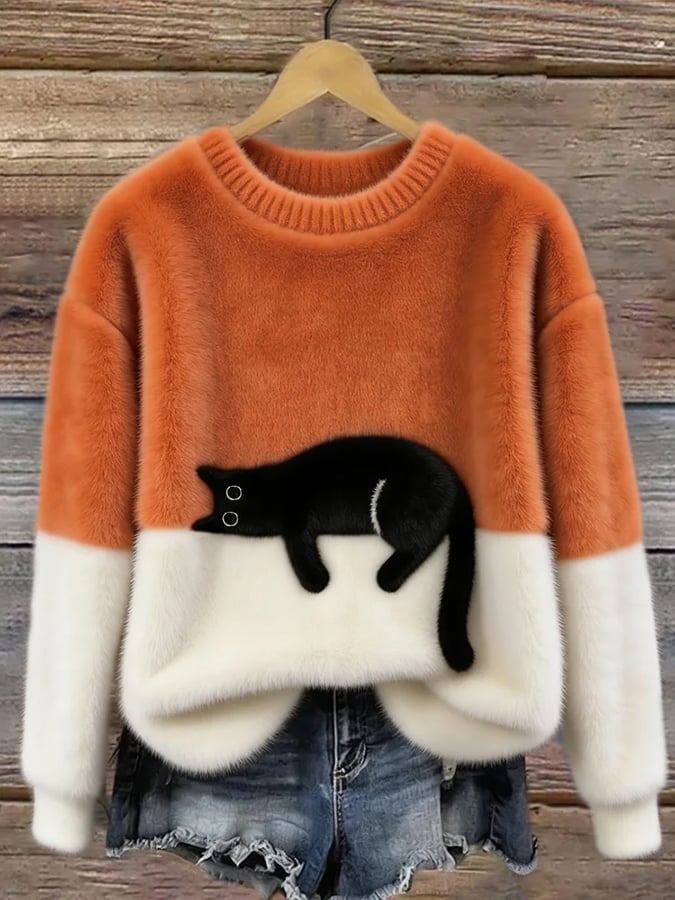 Bonnie | Cat Print Oversized Sweater