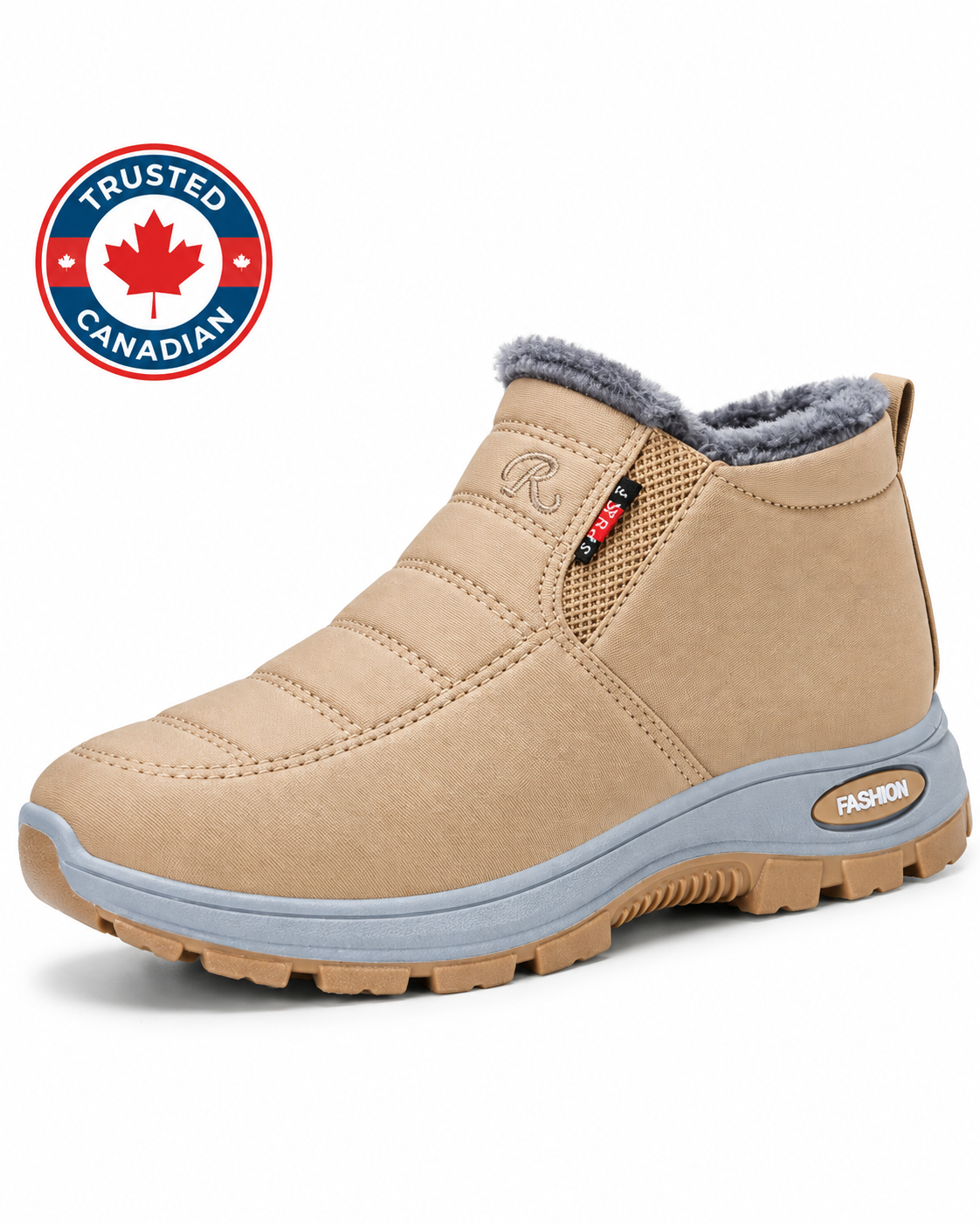 Harriet | Women’s Quilted Slip-On Beige Ankle Boots