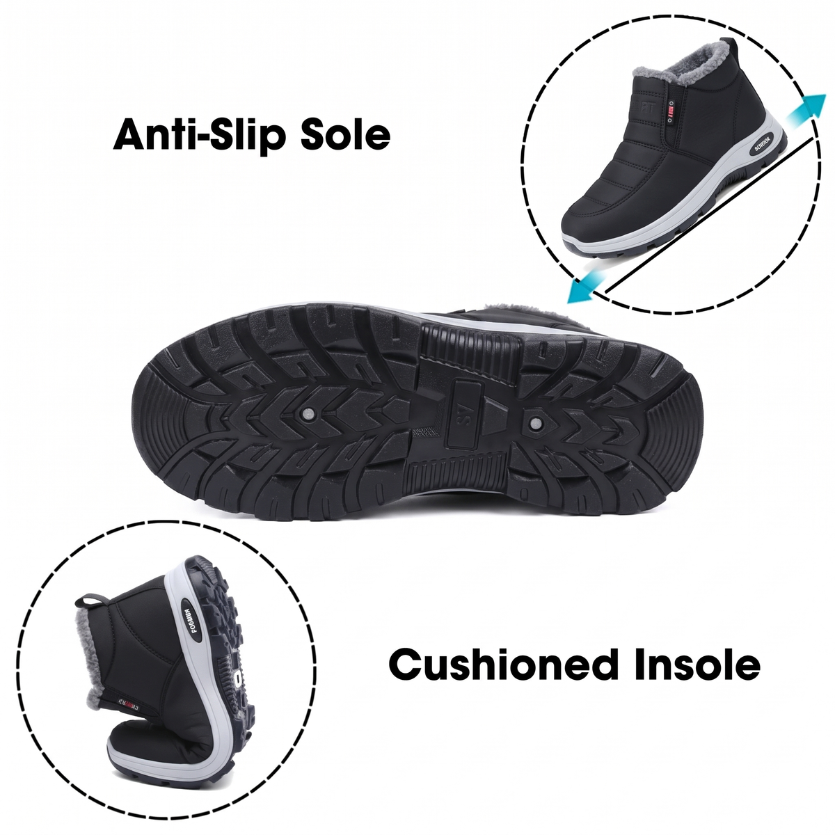 Charlie | Women’s Quilted Slip-On Black Ankle Boots