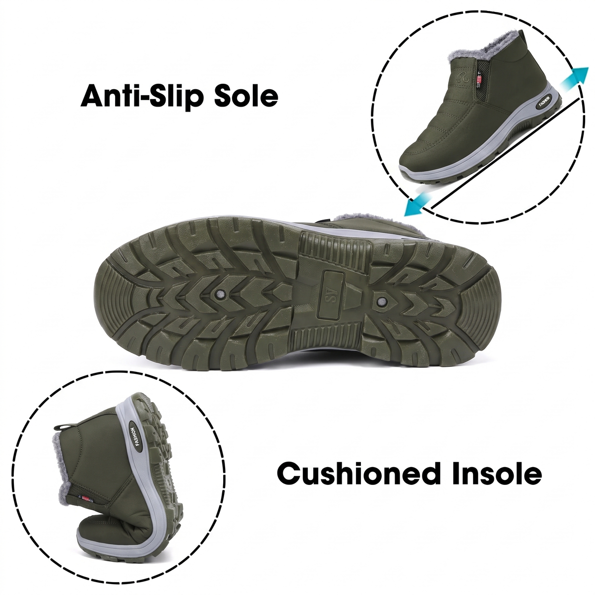 Juniper | Women’s Quilted Slip-On Green Ankle Boots