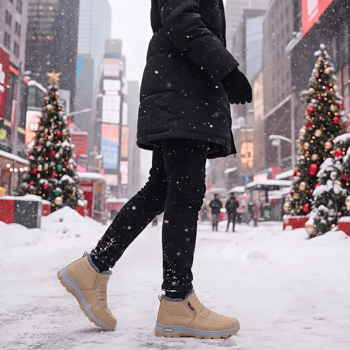 Harriet | Women’s Quilted Slip-On Beige Ankle Boots