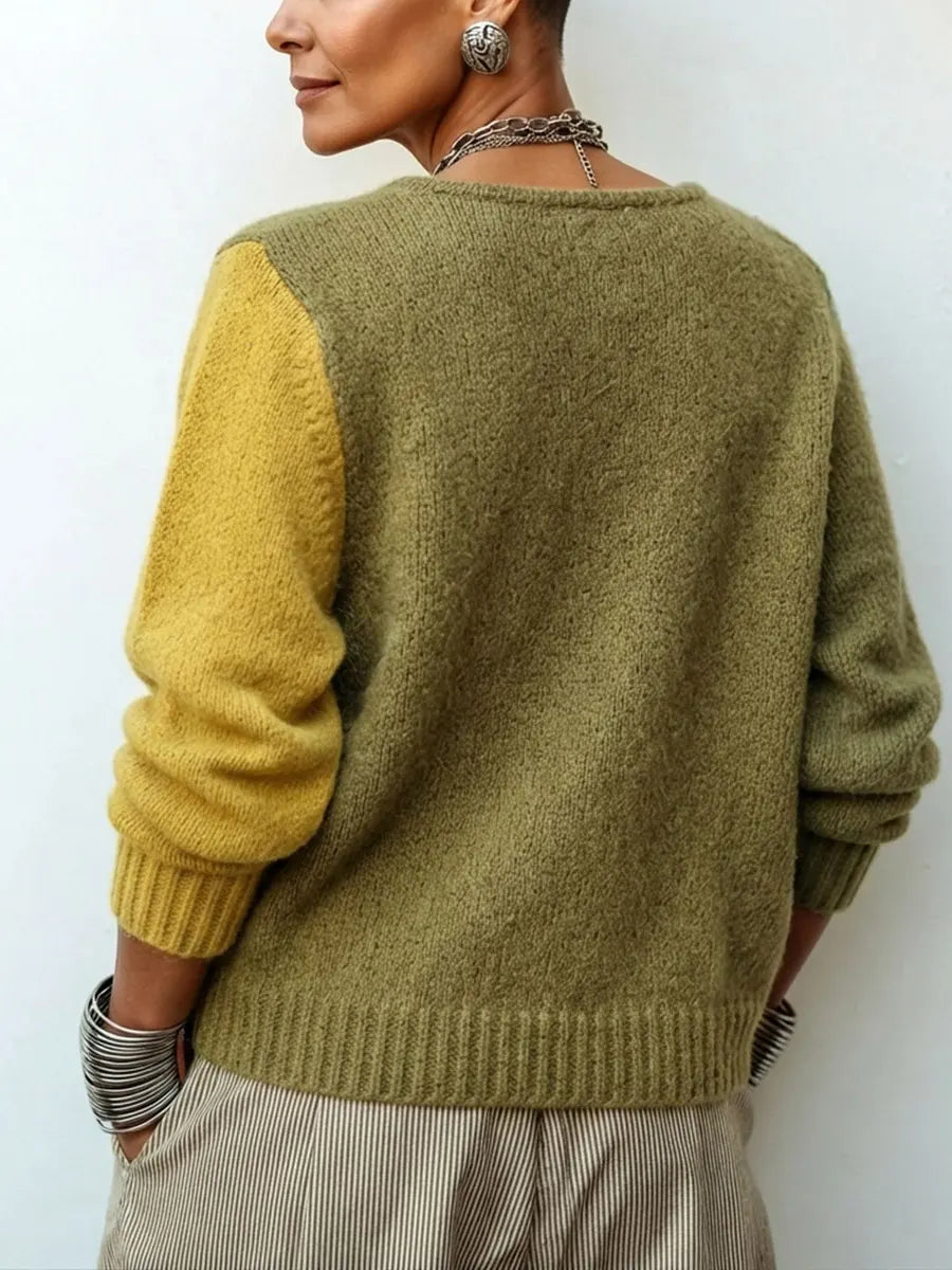 Christie | Artistic Cozy Asymmetric Color-block Knit Sweater